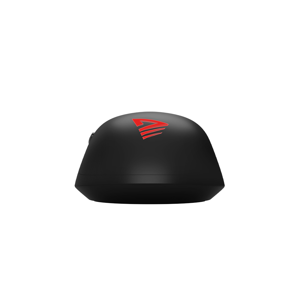 Czarne, zaokrąglone urządzenie z czerwonym logo na górze, na białym tle. Logo to stylizowane 'A'.