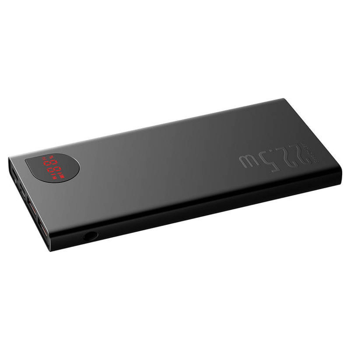 Czarny power bank z cyfrowym wyświetlaczem pokazującym 88%. Posiada oznaczenie 22,5W.