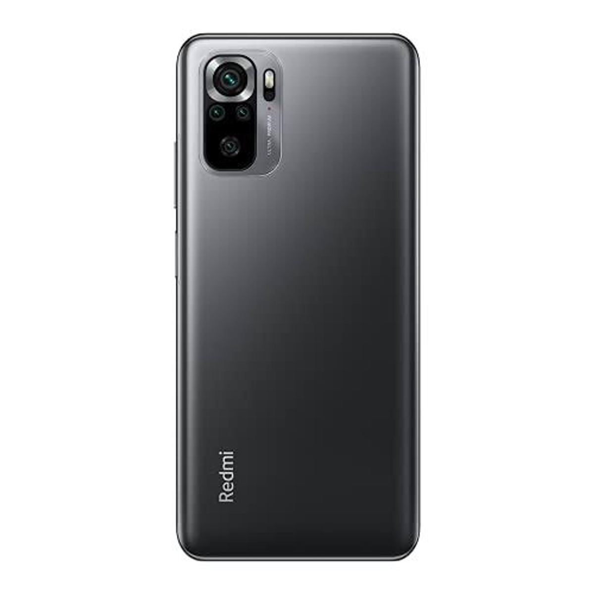 Retro di smartphone grigio scuro. Logo Redmi in basso. Gruppo fotocamere in alto. Design elegante con bordi arrotondati.
