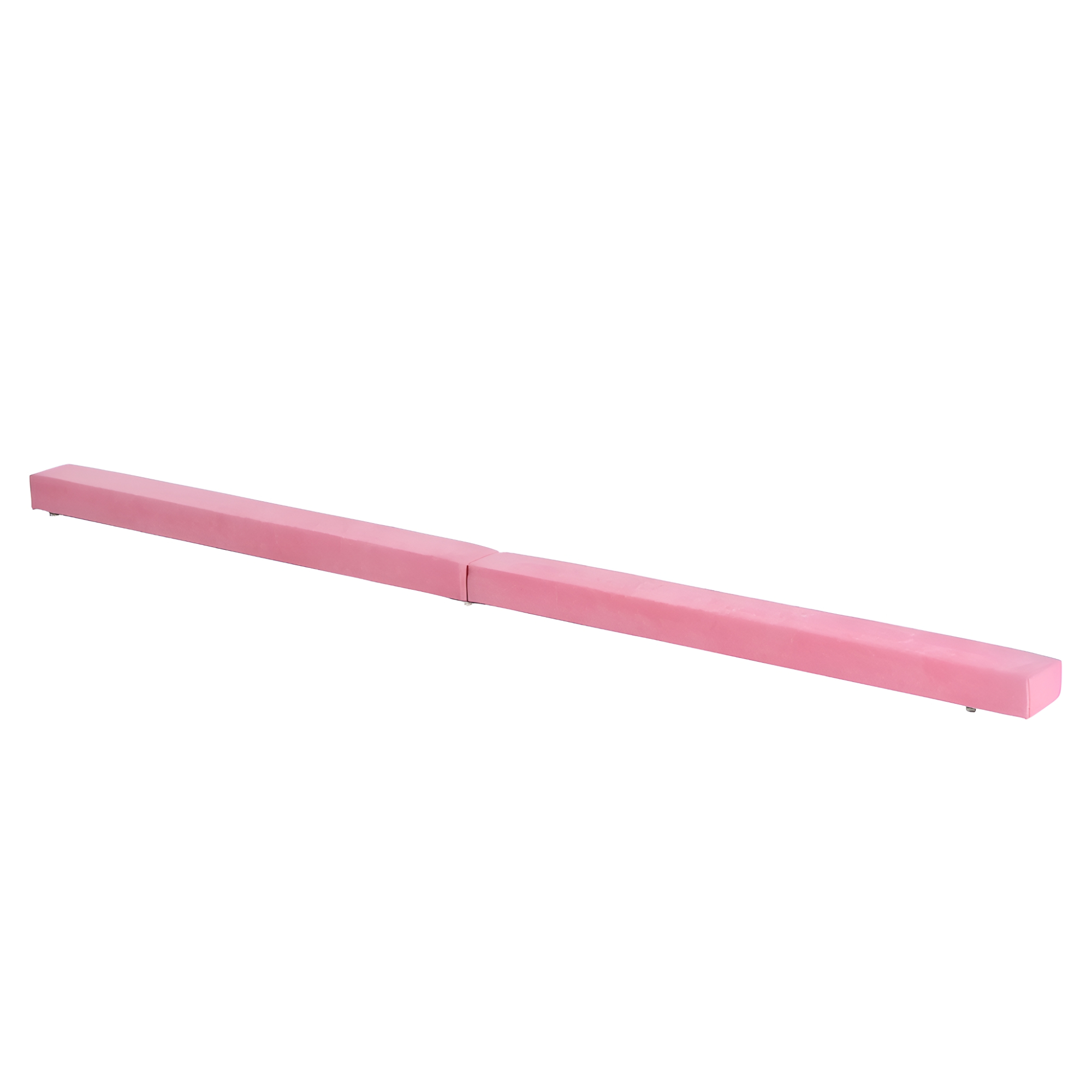 Ein pinkfarbener Schwebebalken auf weißem Hintergrund. Der Balken ist rechteckig und in der Mitte gefaltet.