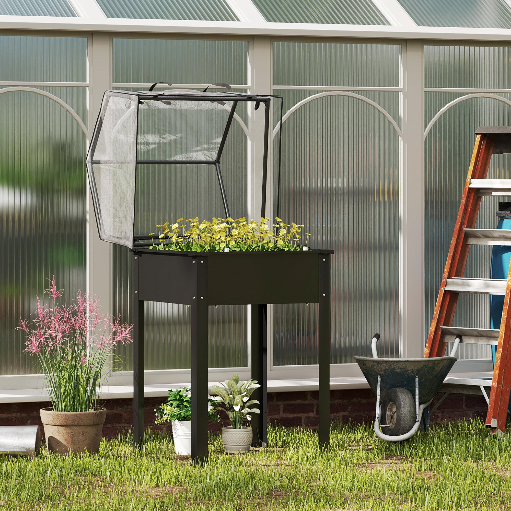 HIYORI 60x60x120 cm mit Abdeckung Ablauf Metall Pflanzkasten, Schwarz |  MediaMarkt