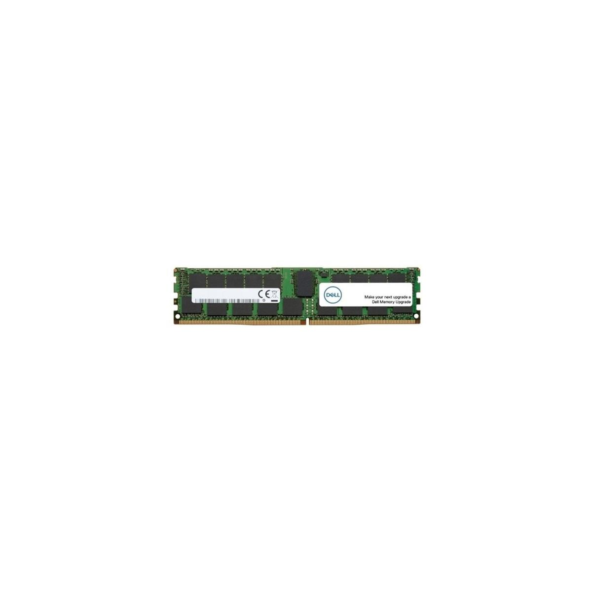 Un modulo RAM verde con circuiti neri e un logo Dell. Il testo recita: 'Rendi il tuo prossimo upgrade un Dell Memory Upgrade'.
