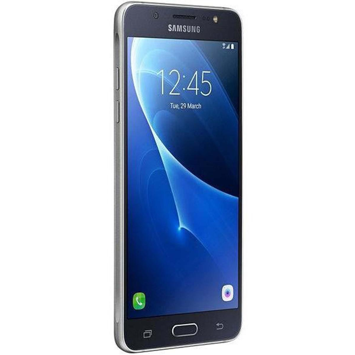 Ein Samsung-Smartphone zeigt die Uhrzeit 12:45 Uhr. Es hat einen blauen Bildschirm und einen silbernen Rahmen. Das Datum ist Dienstag, 29. März.