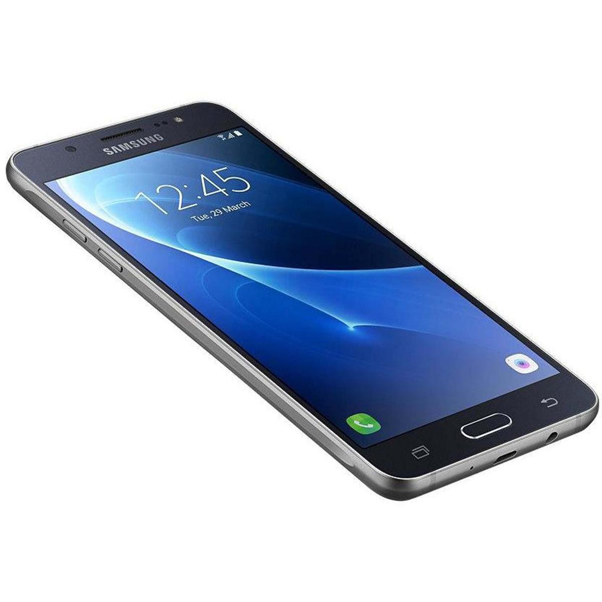 Ein Samsung-Smartphone zeigt am 29. März 12:45 Uhr an. Das Telefon hat einen blauen Bildschirm, silberne Ränder und eine Home-Taste.