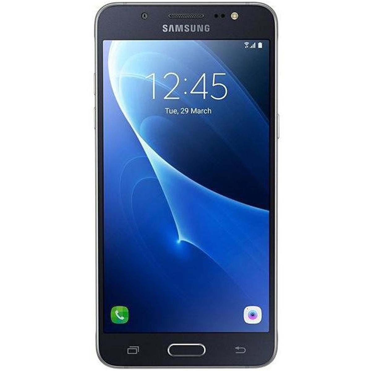 Ein Samsung-Smartphone zeigt am 29. März 12:45 Uhr an. Der Bildschirm zeigt ein blaues abstraktes Design. Das Telefon hat einen schwarzen Rahmen.