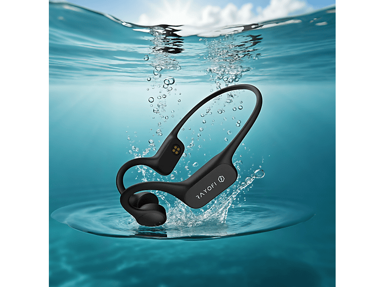 RAYOFI wasserdichte Kopfhörer, Open-ear Bluetooth Kopfhörer Bluetooth Schwarz