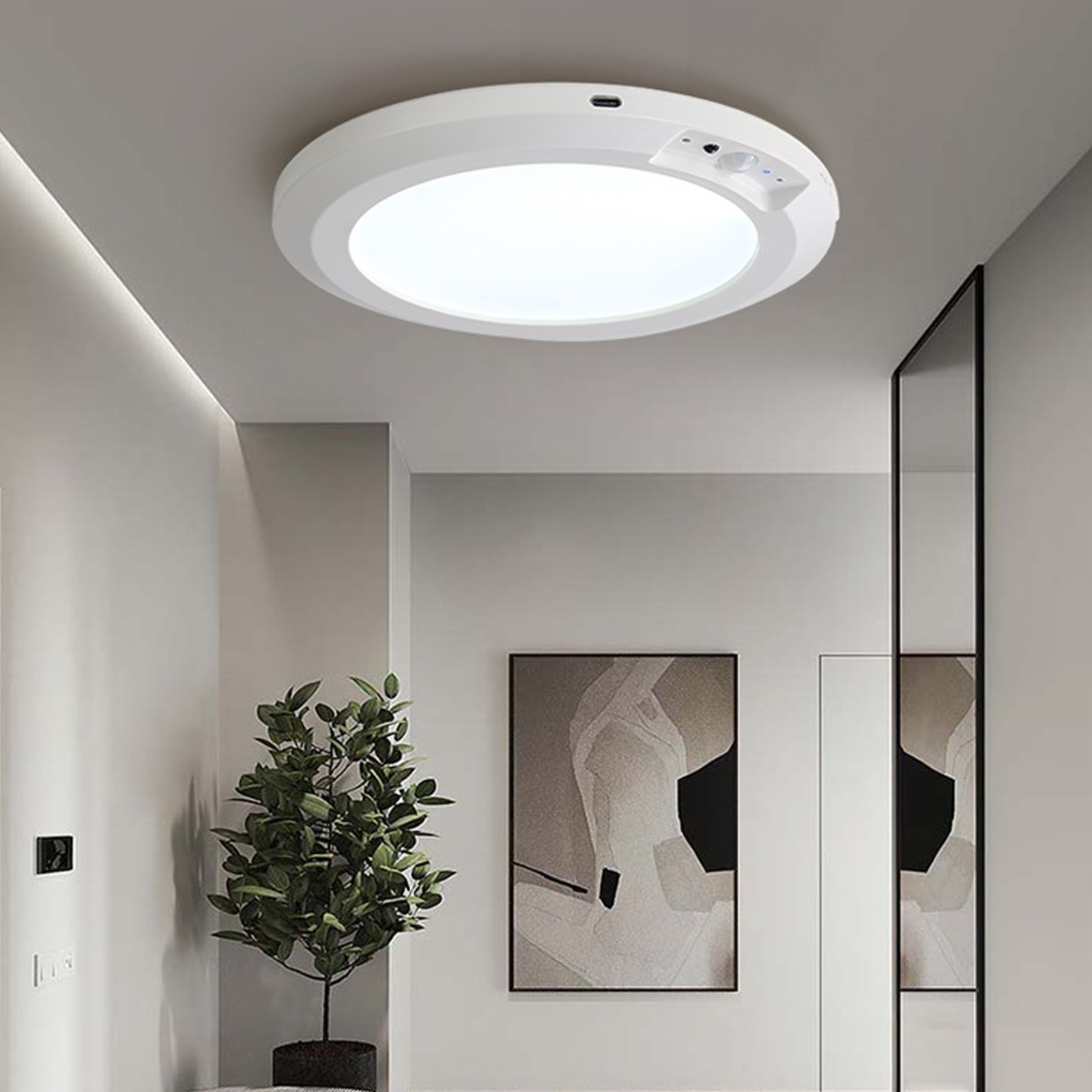 ELKUAIE mit Bewegungsmelder, 10000mAh Kabellos LED-Deckenleuchte