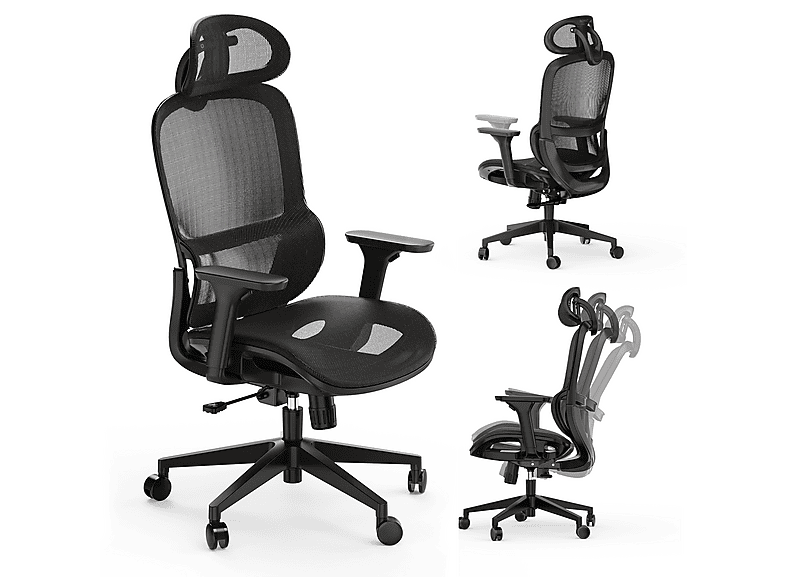 Silla de oficina | SENSE7 Neyo Black, hasta 140 kg, Negro | MediaMarkt