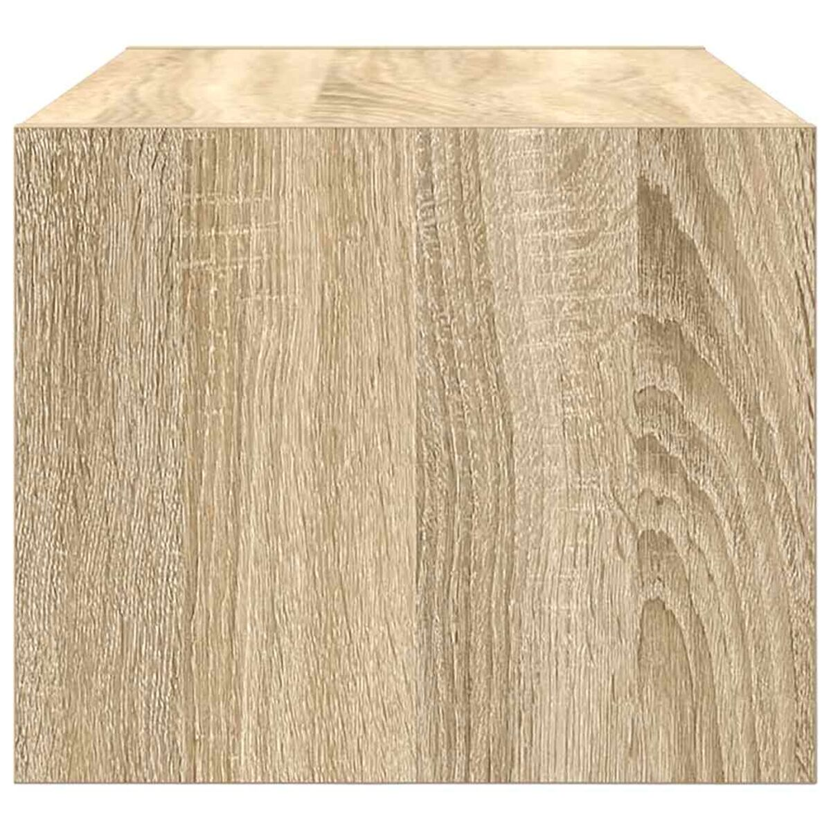 Ein Holzwürfel mit hellbrauner Maserung. Die Maserung verläuft vertikal an den Seiten und horizontal oben.