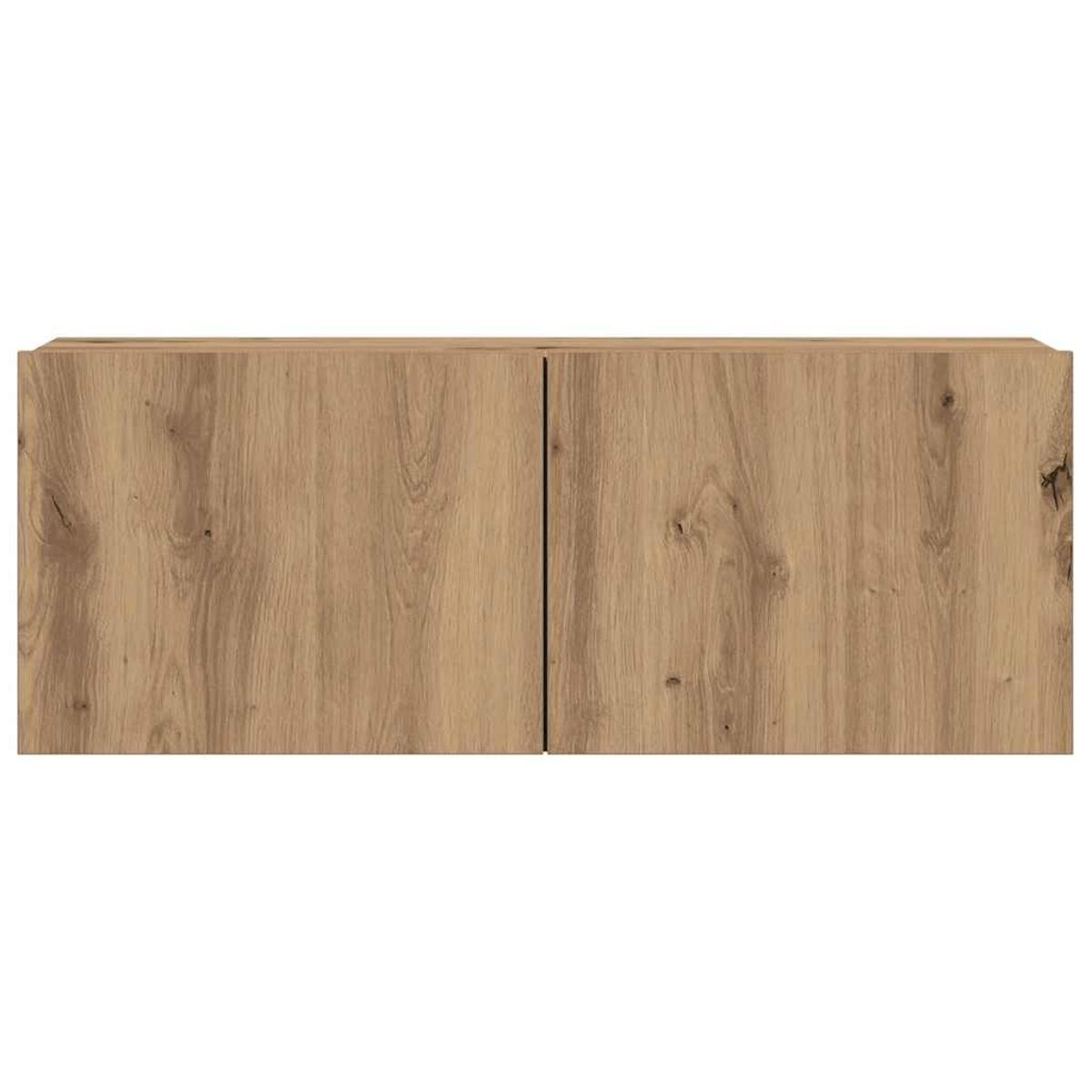 Ein Holzschrank mit zwei Türen. Das Holz hat eine hellbraune Farbe und sichtbare Maserung. Der Hintergrund ist weiß.