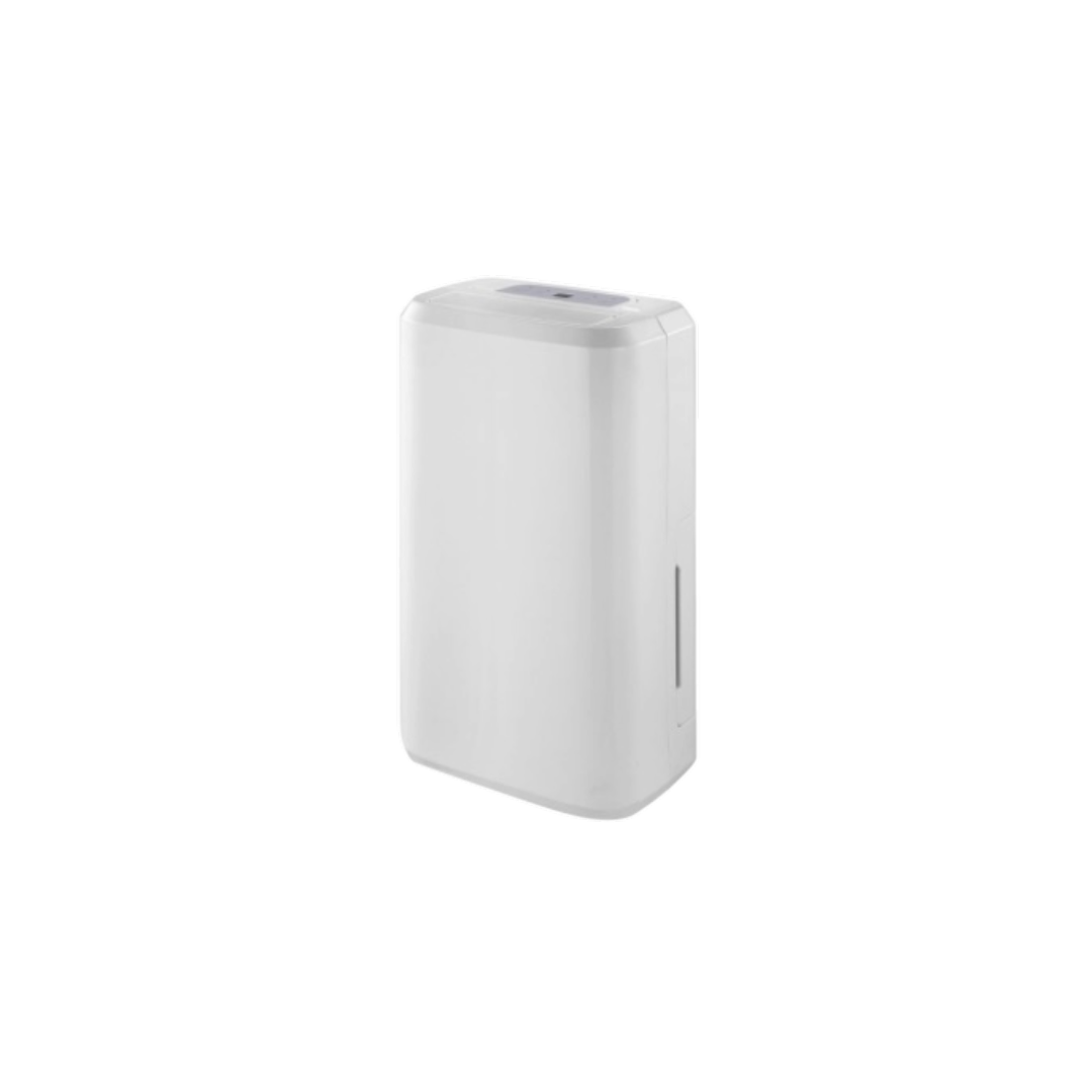 A white rectangular device on a black background. It has a rounded top and a vertical line on the side.