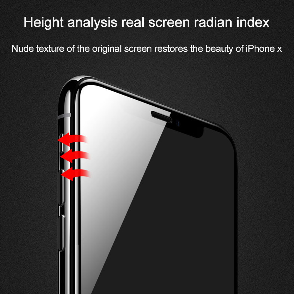 Nahaufnahme eines Smartphone-Bildschirms mit roten Pfeilen. Text oben lautet 'Höhenanalyse echter Bildschirmradienindex'.