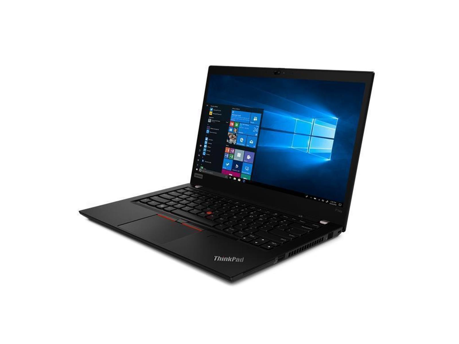Schwarzer ThinkPad-Laptop auf weißem Hintergrund. Der Bildschirm zeigt den Windows-Desktop. Tastatur und Touchpad sind sichtbar.