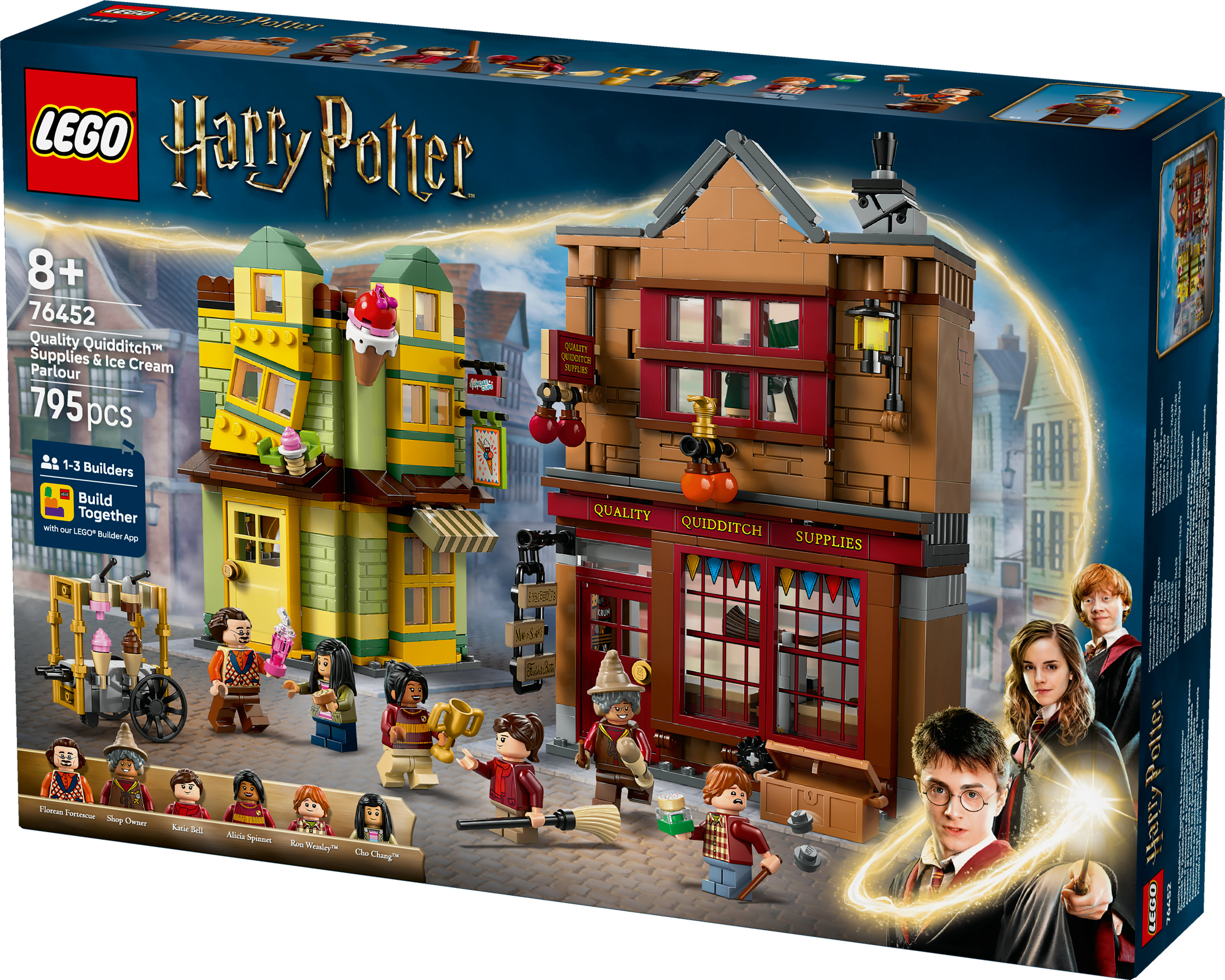 Pudełko zestawu LEGO Harry Potter z budynkami, postaciami i nazwą zestawu.