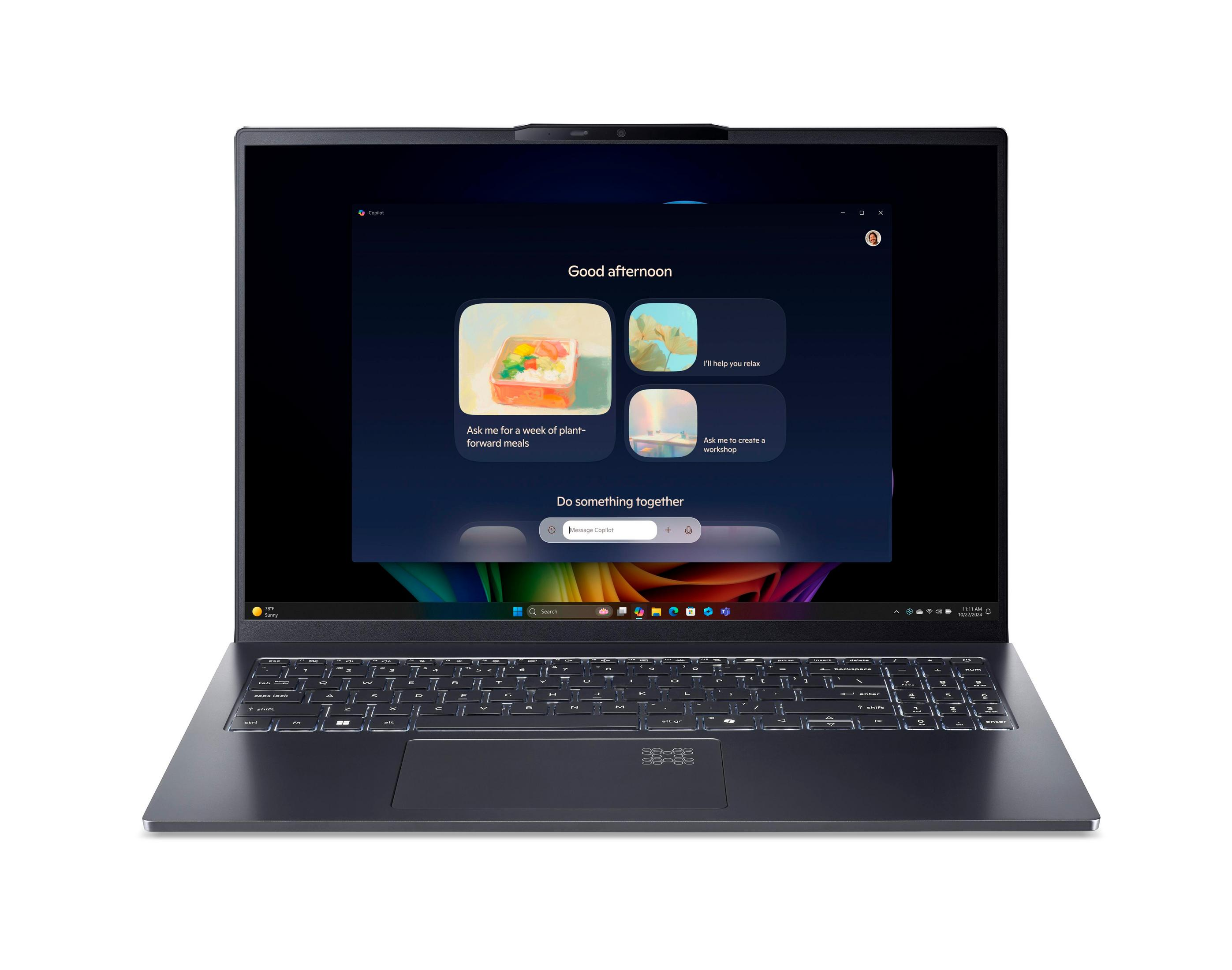 Ein Laptop zeigt eine digitale Oberfläche mit Optionen für Essensplanung und Workshop-Erstellung.