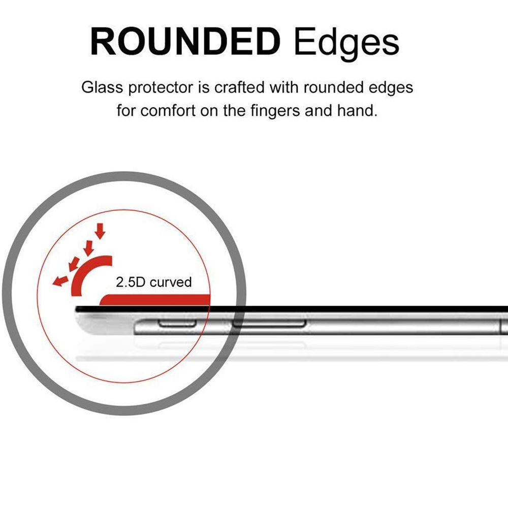 Illustration: Abgerundete Kanten auf einem Glas-Displayschutz für Komfort und Sicherheit.