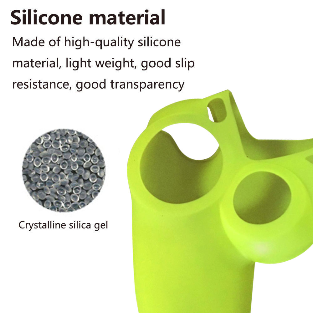 Nahaufnahme einer grünen Silikonhülle für einen Gamecontroller, die Design und Material zeigt.