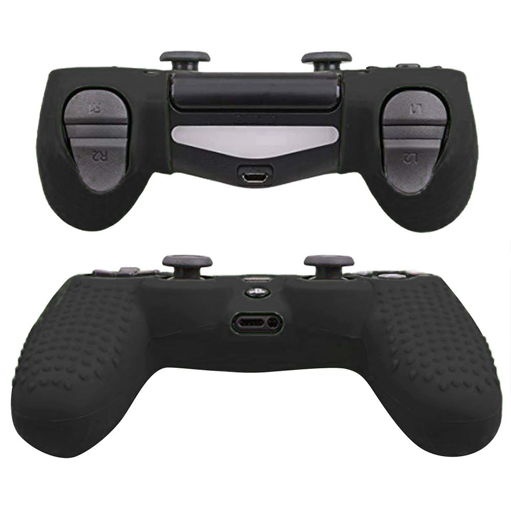Zwei schwarze PlayStation-Controller, die die Ansicht von oben und unten zeigen.