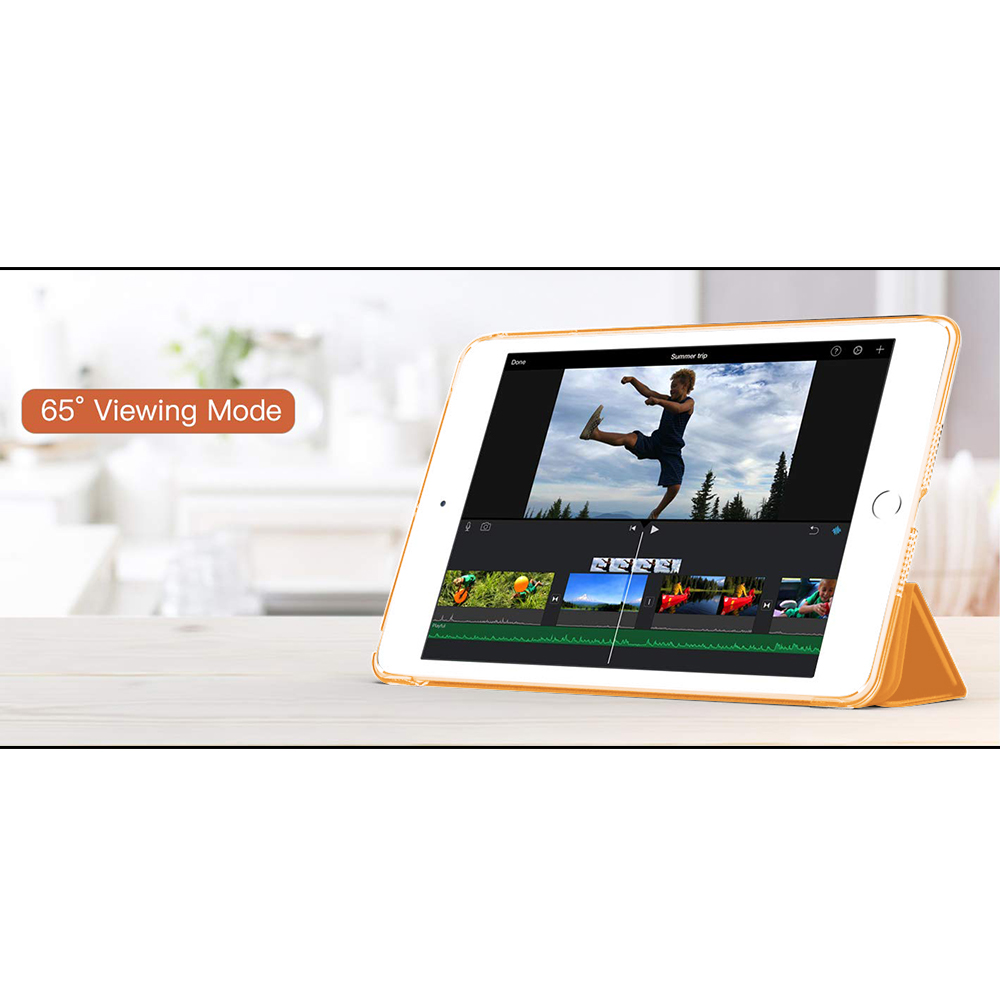 Ein Tablet im Anzeigemodus zeigt ein Video vor einem verschwommenen Hintergrund.