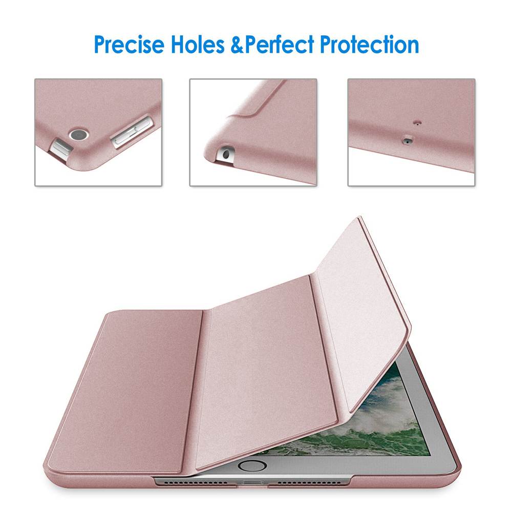 Rosa iPad-Hülle mit präzisen Löchern und perfektem Schutz, die das Design und die Funktionalität hervorhebt.