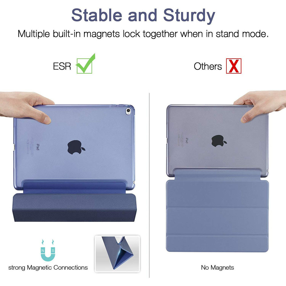 Zwei iPads in Hüllen, eines mit Magneten und eines ohne, zur Veranschaulichung der Stabilität.