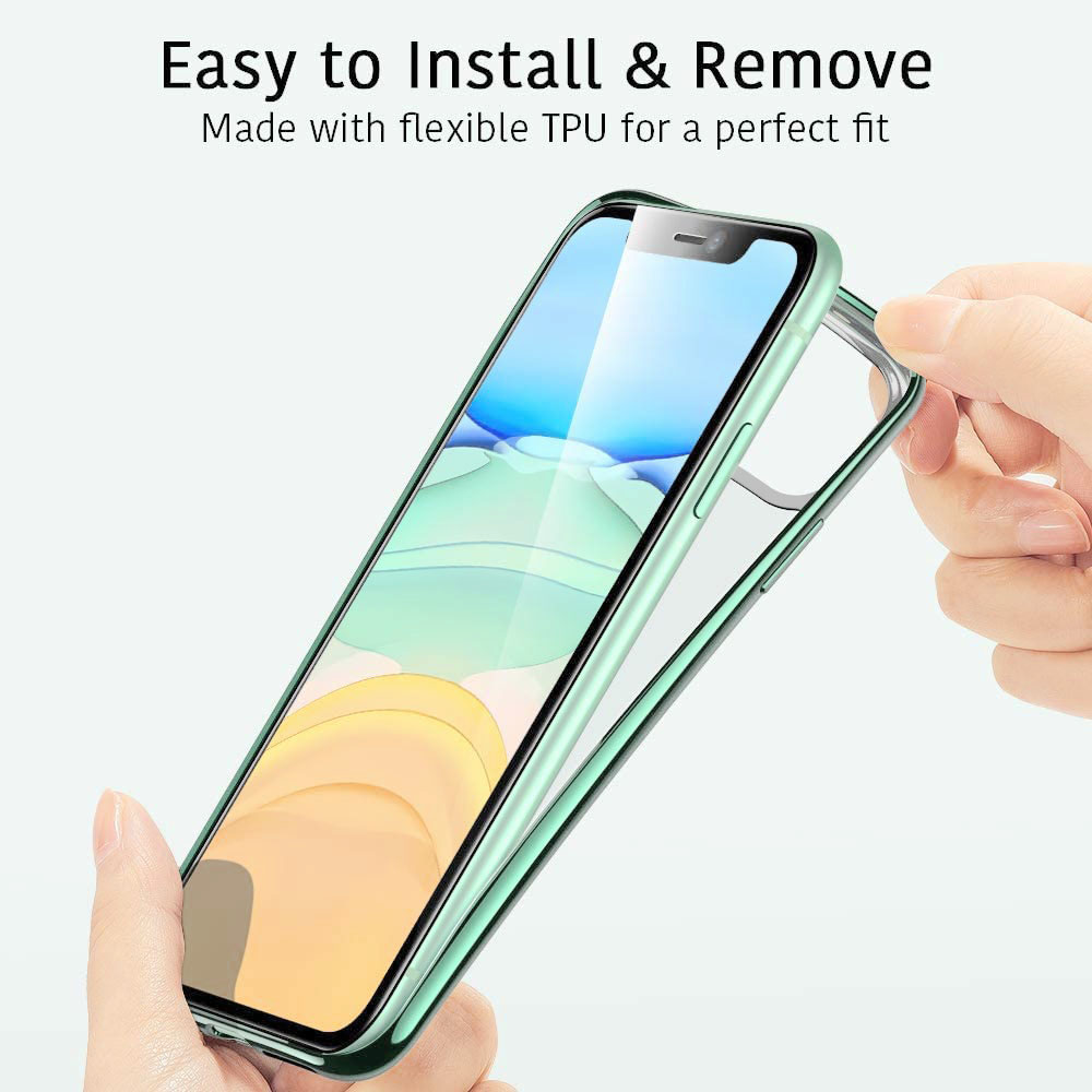 Demonstriert die Installation einer klaren, flexiblen iPhone-Hülle für einfache Installation und Entfernung.
