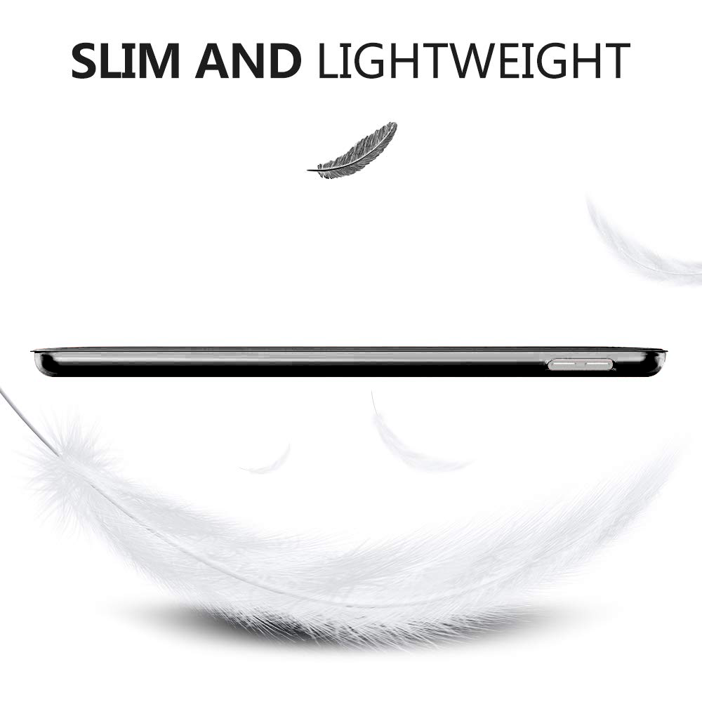 Das Bild zeigt ein schwarzes Tablet mit einer Feder darüber, die sein schlankes und leichtes Design symbolisiert.