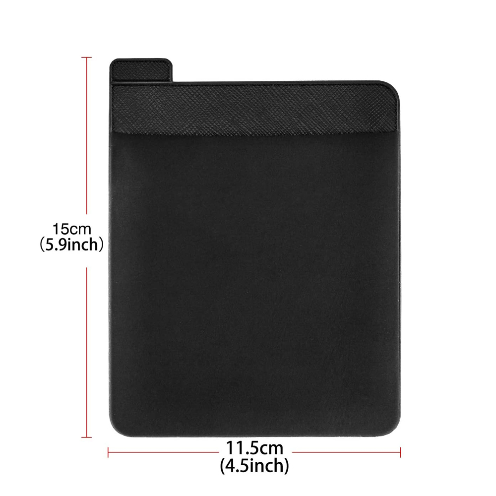 Das Bild zeigt eine schwarze Hülle mit den Maßen: 15cm (5,9 Zoll) Höhe und 11,5cm (4,5 Zoll) Breite.