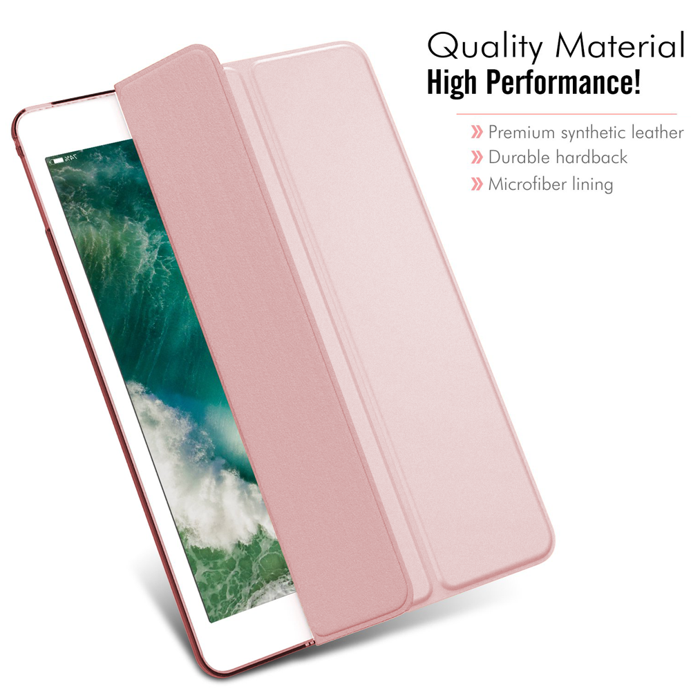 Rosa iPad-Hülle mit einem Bildschirm, der ein farbenfrohes Bild anzeigt und das hochwertige Material und die hohe Leistung hervorhebt.