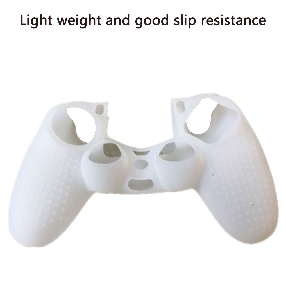 Eine weiße Silikon-Schutzhülle für einen PlayStation-Controller wird auf einem weißen Hintergrund angezeigt.