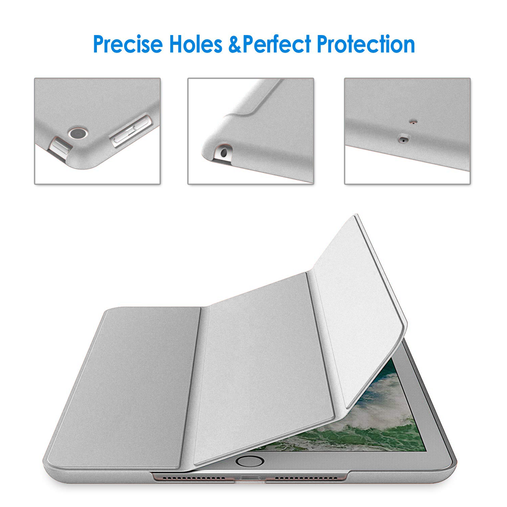 Eine silberne Tablet-Hülle mit präzisen Löchern und perfektem Schutz wird angezeigt.