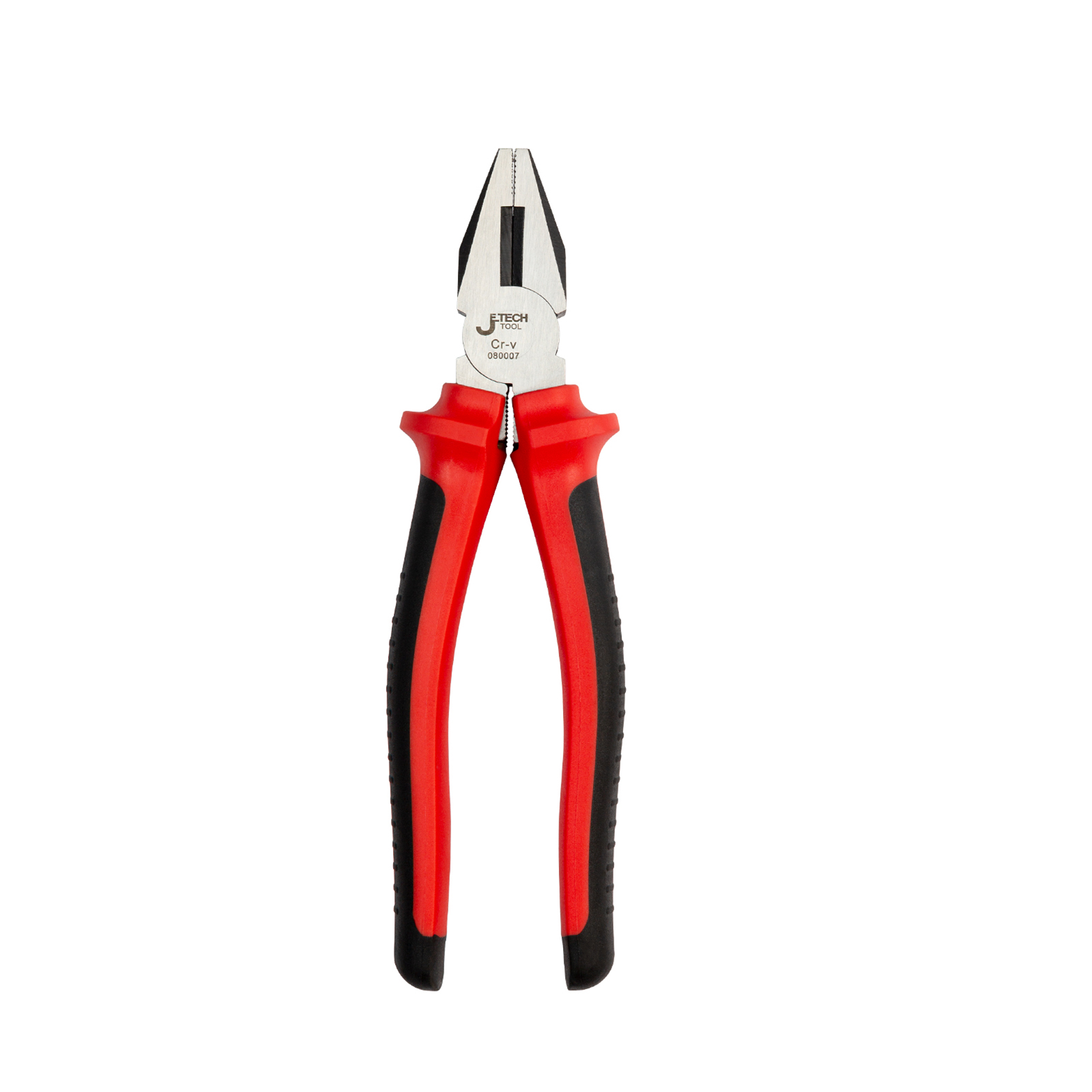 Pinze con manici rossi e neri, isolate su uno sfondo bianco, che mostrano il design dell'utensile.