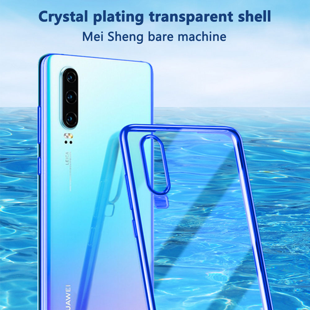 Ein blaues und türkisfarbenes Telefon und eine transparente Hülle. Das Telefon befindet sich auf blauem Wasserhintergrund.