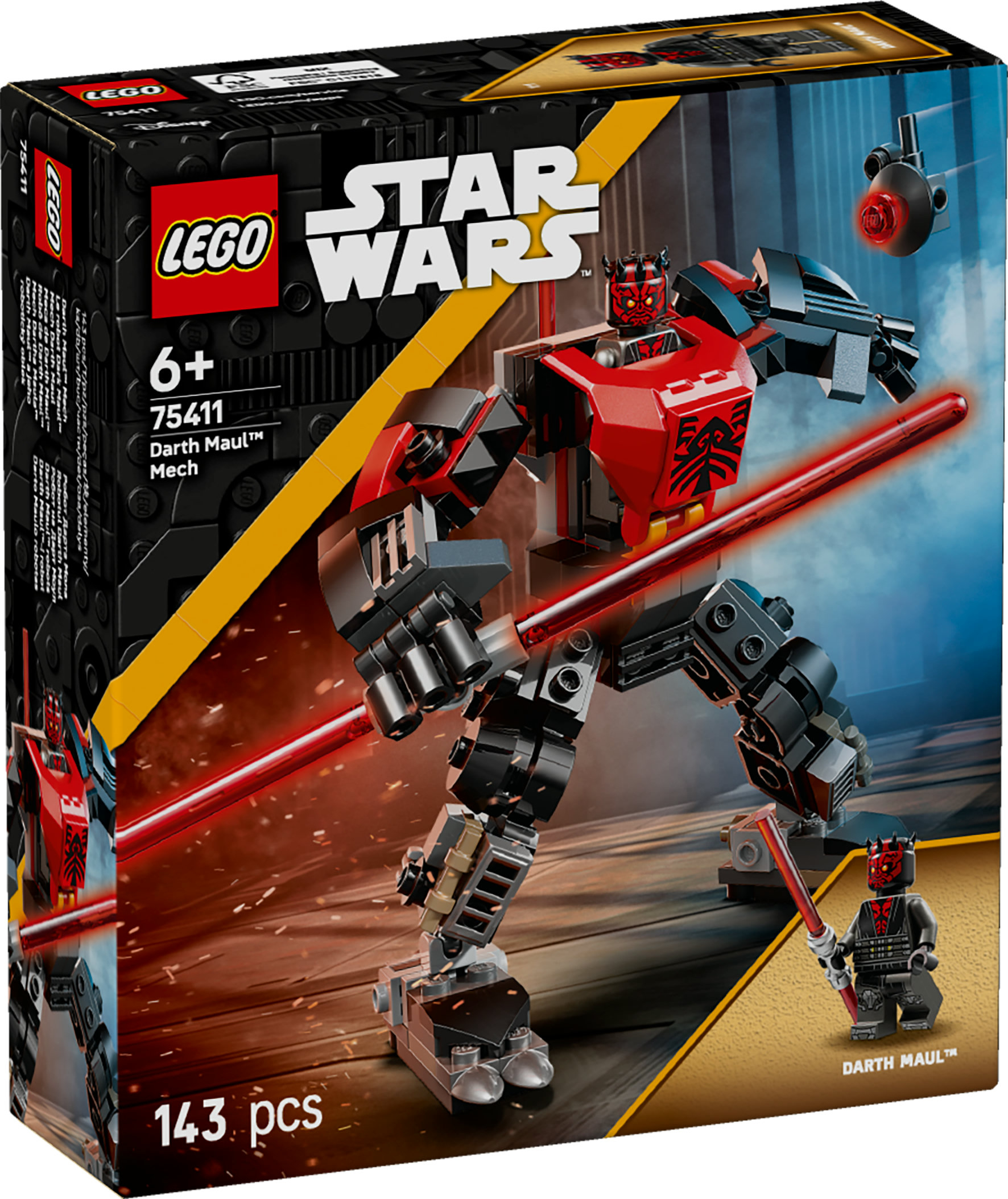 Viene visualizzata una scatola LEGO Star Wars 75411 Darth Maul Mech.