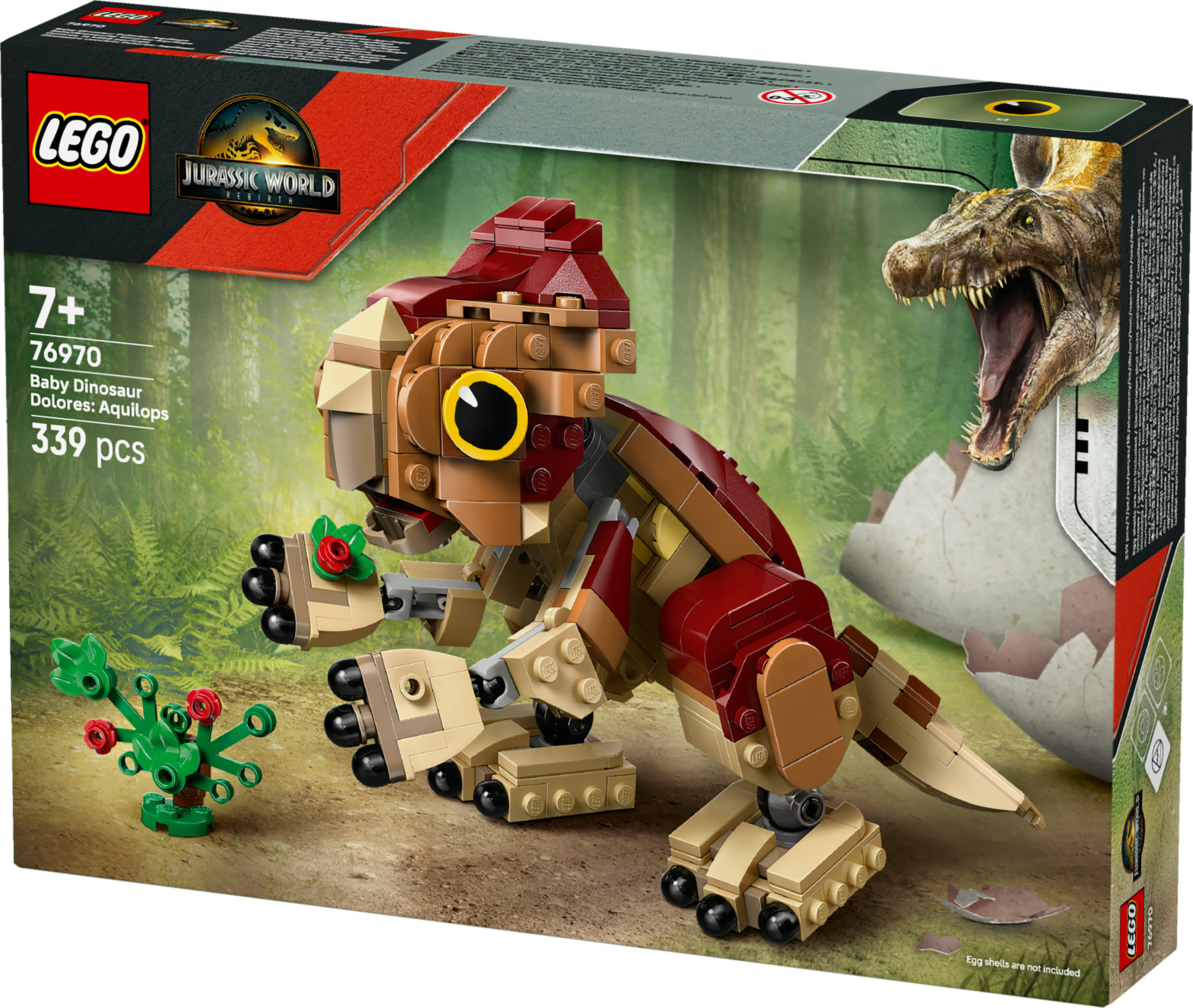 Pudełko zestawu Lego Baby Dinosaur. Dinozaur jest brązowy i czerwony.