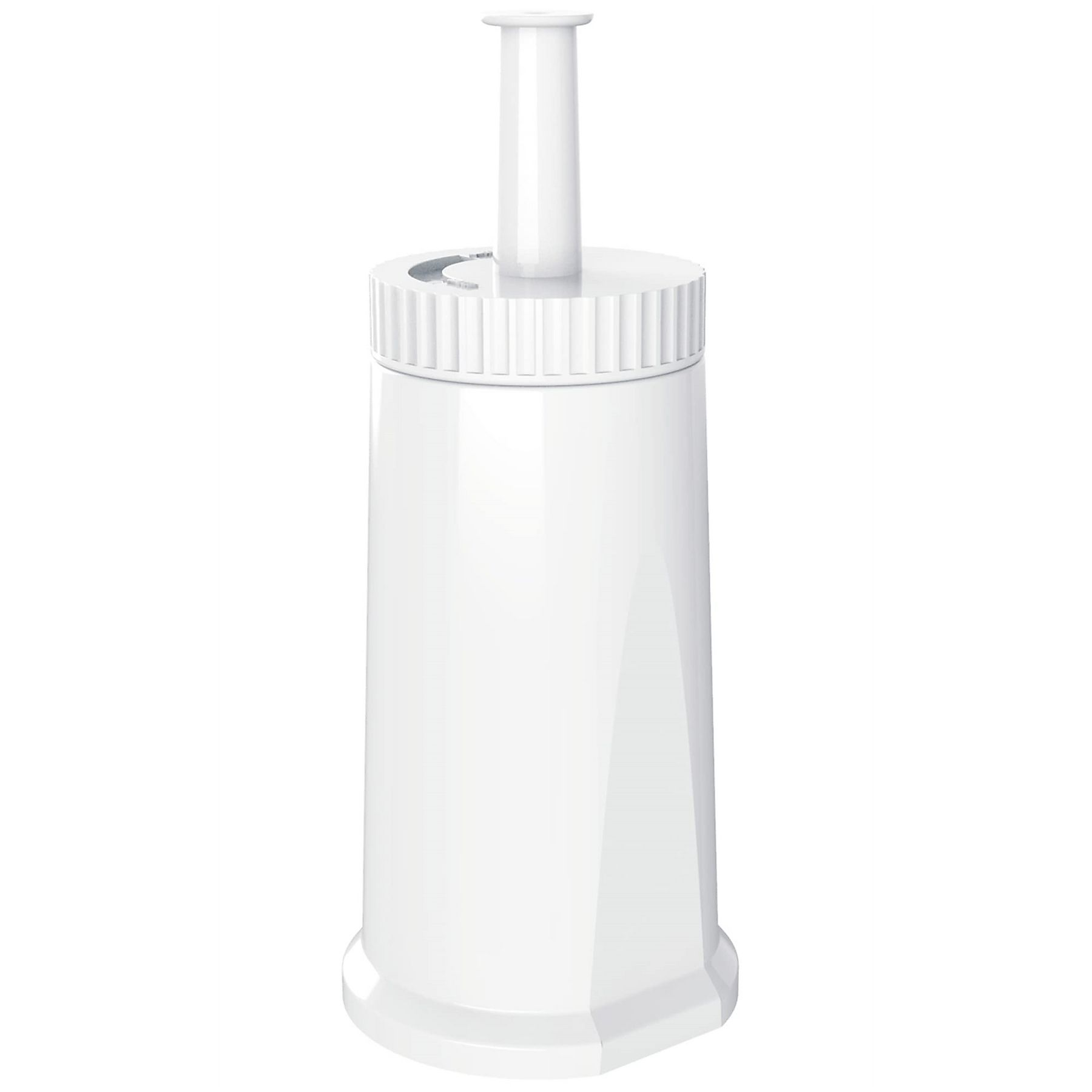 Eine weiße Wasserfilterkartusche steht aufrecht und zeigt ihr schlankes Design und ihre wesentliche Funktion zur Wasserreinigung.