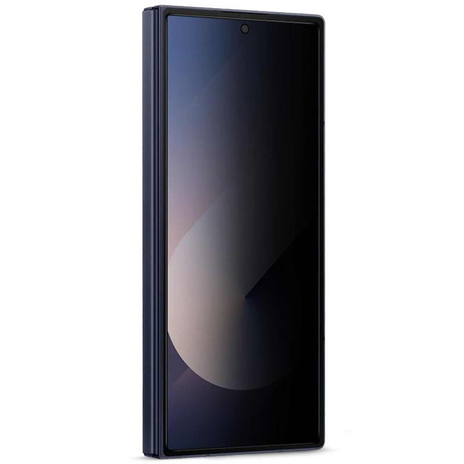 Ein zusammenklappbares Telefon wird mit einem blauen Bildschirm und einem schwarzen Gehäuse gezeigt, mit einem schlanken und modernen Design.