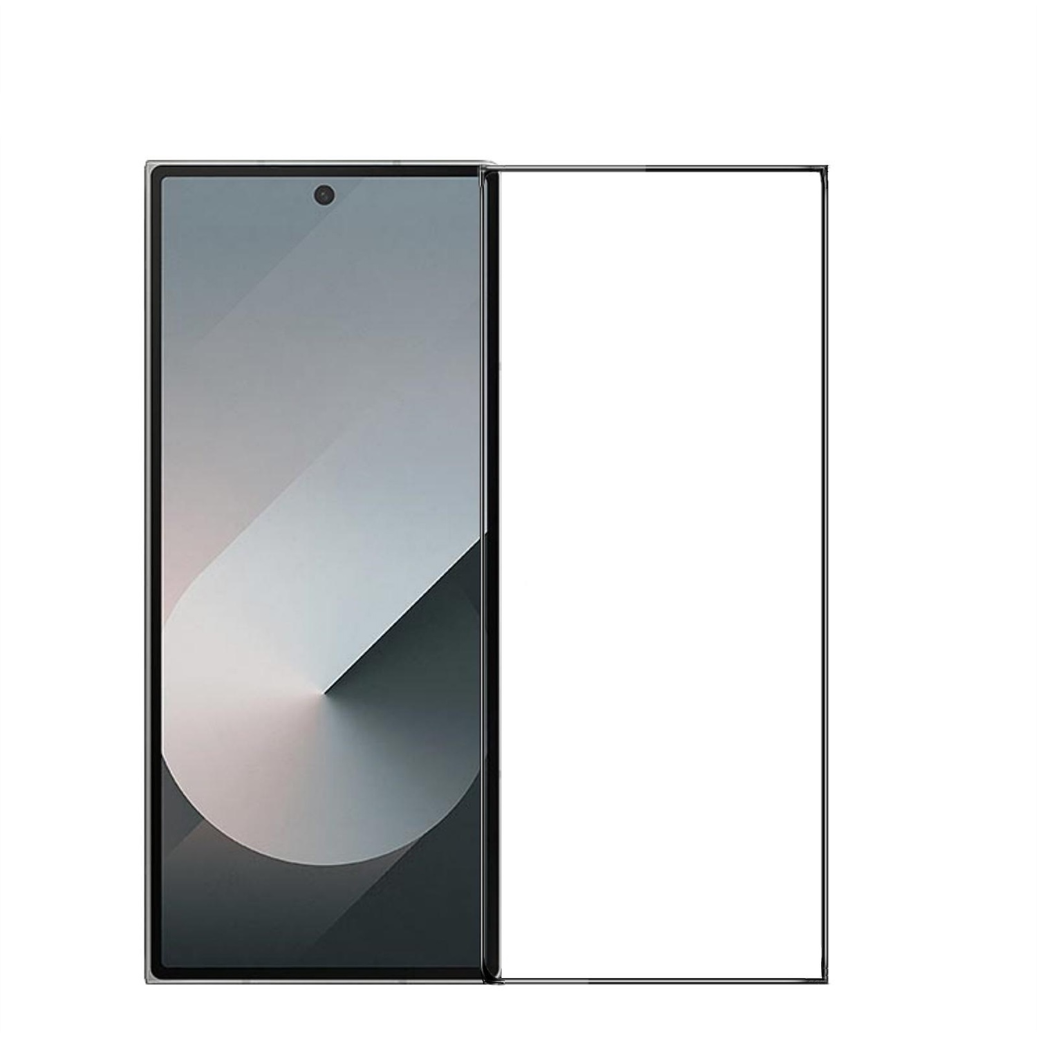 Ein Displayschutz für ein Telefon wird neben einem Mobiltelefon präsentiert.