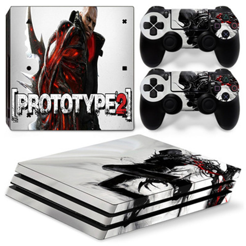 Eine PS4-Konsole und Controller im Prototype 2-Design auf weißem Hintergrund.