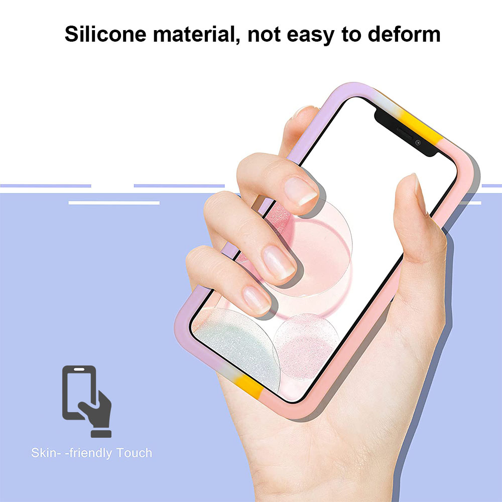 Eine Hand hält ein Telefon mit einer pastellfarbenen Hülle, die die hautfreundliche Haptik und die Eigenschaften des Silikonmaterials hervorhebt.