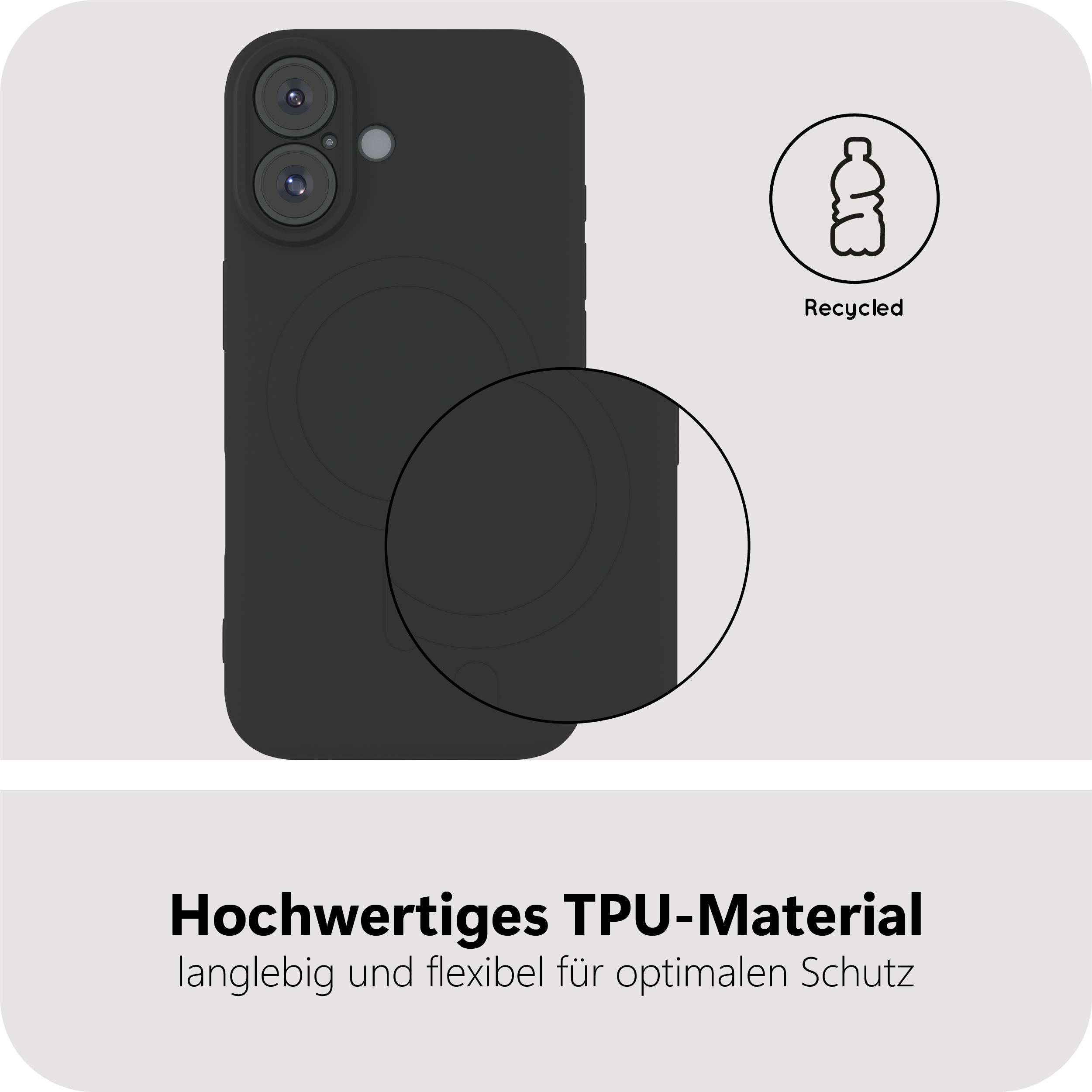 Eine schwarze Handyhülle aus hochwertigem TPU-Material betont Strapazierfähigkeit und flexiblen Schutz.