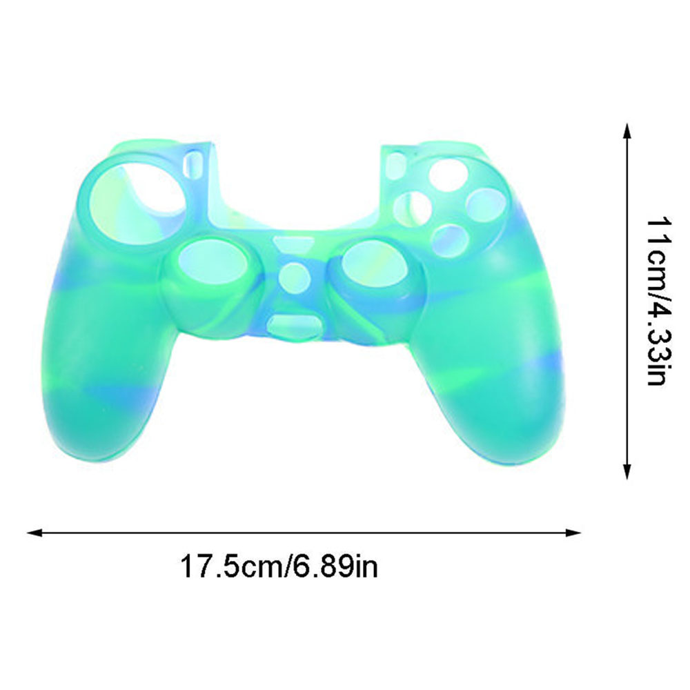 Blau-grüner Controller-Skin mit den Abmessungen: 17,5 cm/6,89 Zoll und 11 cm/4,33 Zoll.