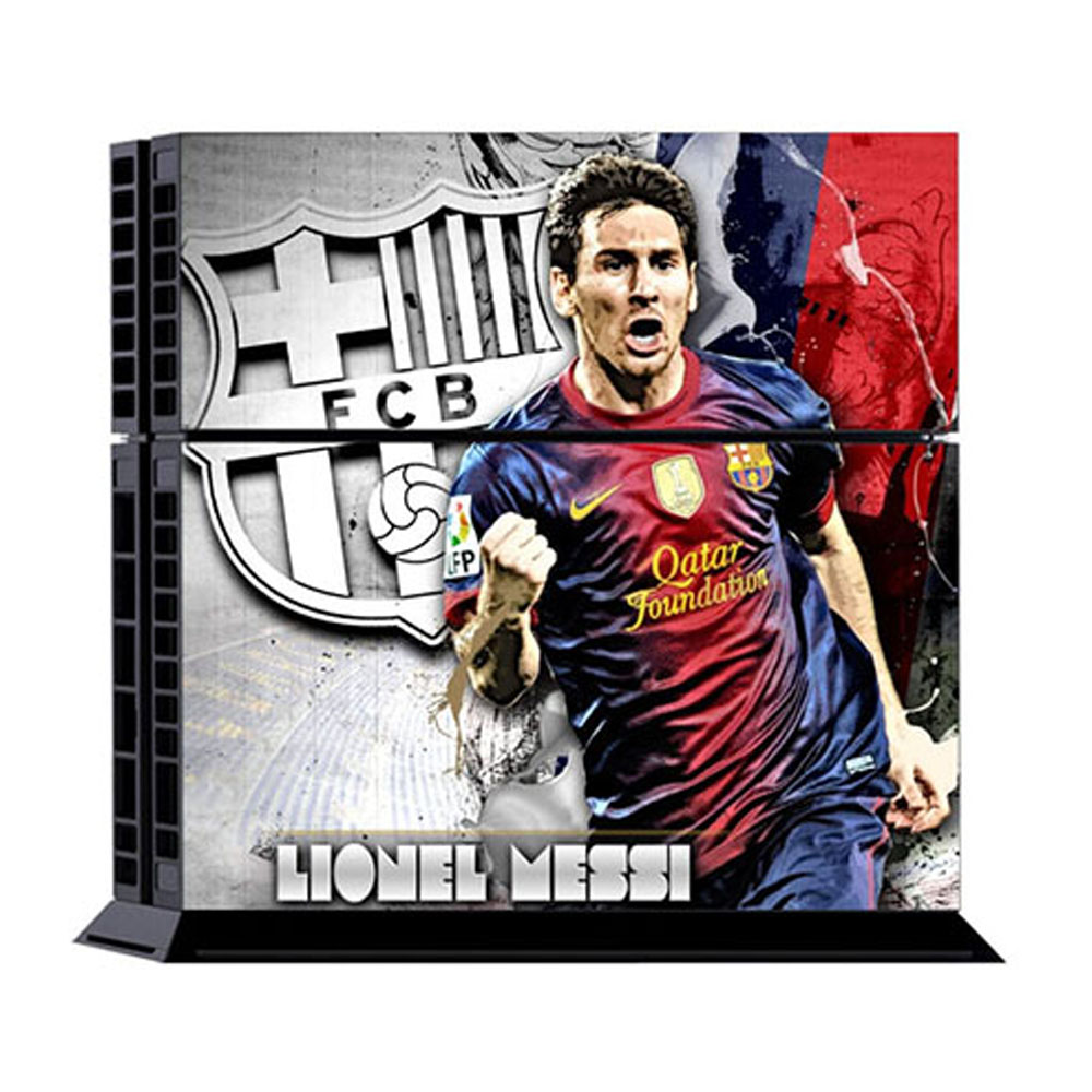 PlayStation 4-Konsolen-Skin mit Lionel Messi im Barcelona-Trikot.