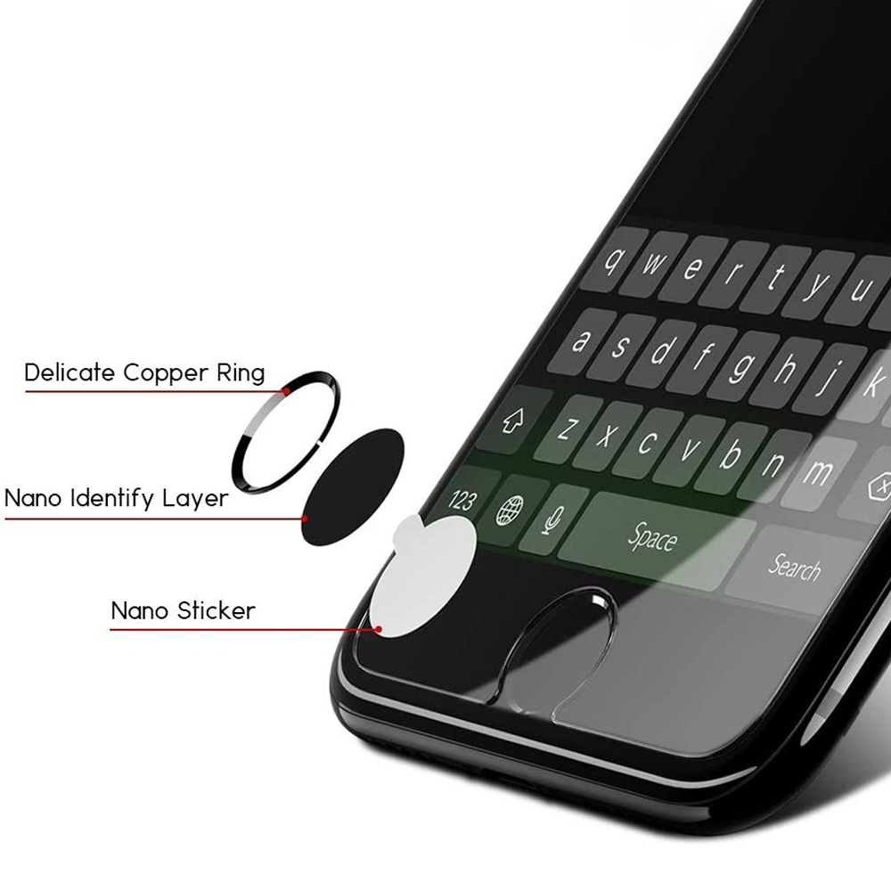 Ein Telefonbildschirm zeigt zerlegte Komponenten zur Fingerabdruckerkennung, mit einer Tastatur im Hintergrund.