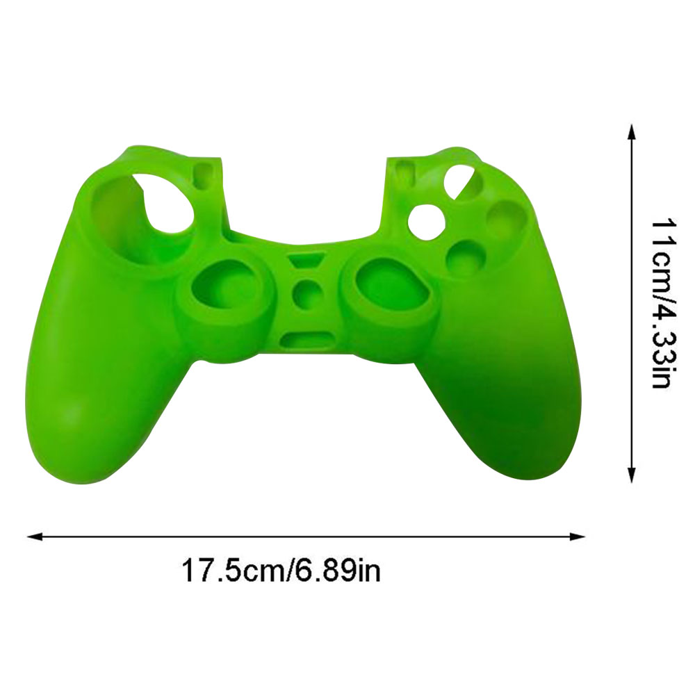 Grüne Gamecontroller-Abdeckung mit Abmessungen in cm/Zoll, auf weißem Hintergrund.