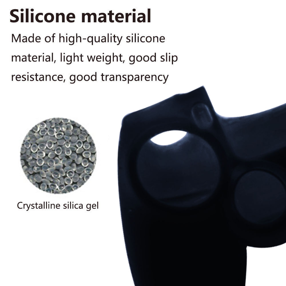 Nahaufnahme einer schwarzen Silikon-Gamepad-Hülle, die ihre Textur und Designdetails vor einem weißen Hintergrund zeigt.