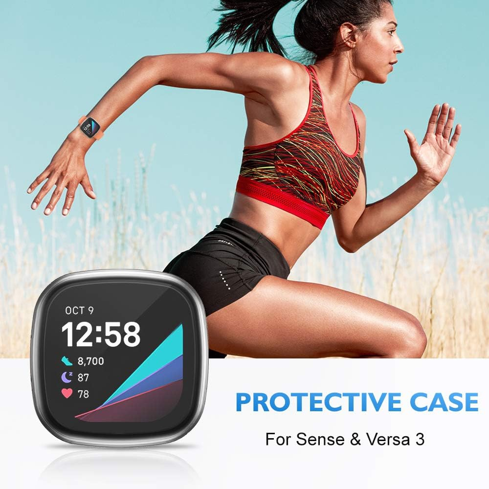 Sportler, der mit einer Smartwatch am Handgelenk läuft und ein schützendes Gehäusedesign präsentiert.