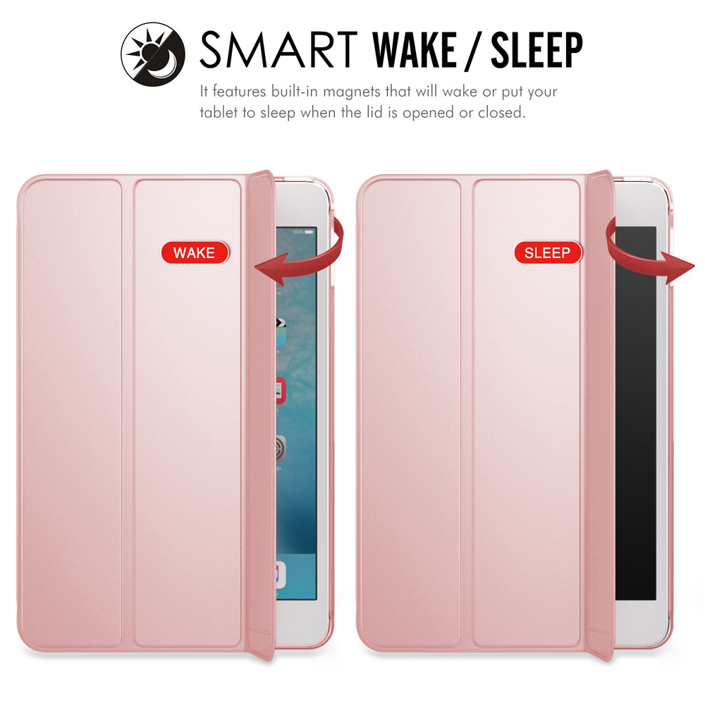 iPad-Hülle mit Smart Sleep. Die Hülle bietet Smart-Wake/Sleep-Funktionalität über Magnete beim Öffnen/Schließen.