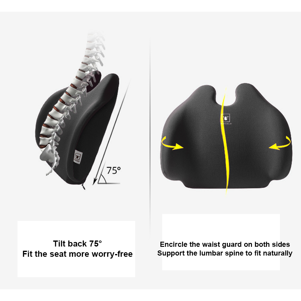 Ergonomisches Sitzkissen neigt sich um 75° nach hinten, stützt die Lendenwirbelsäule und sorgt für sorgenfreien Sitzkomfort.