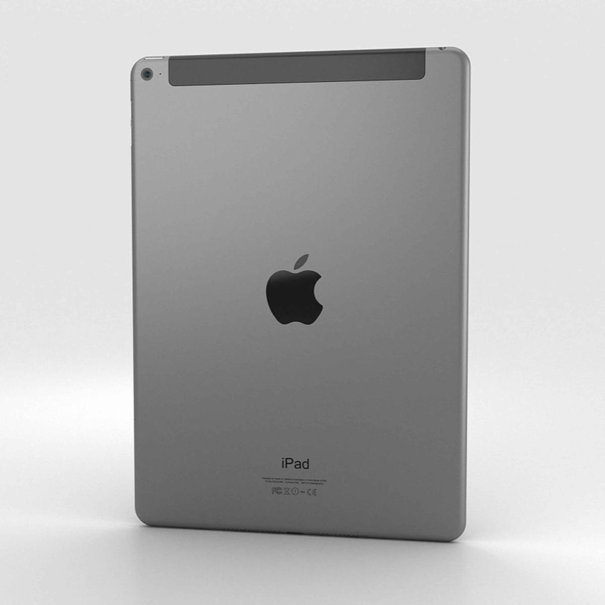 Retro di un iPad grigio con il logo Apple. L'iPad è leggermente angolato.